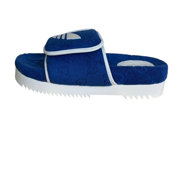 Adidas x Gucci Mens Slides Sandals Shoe, Blue/White, Gucci Sz 9 (US 9.5) - Picture 3 of 15
